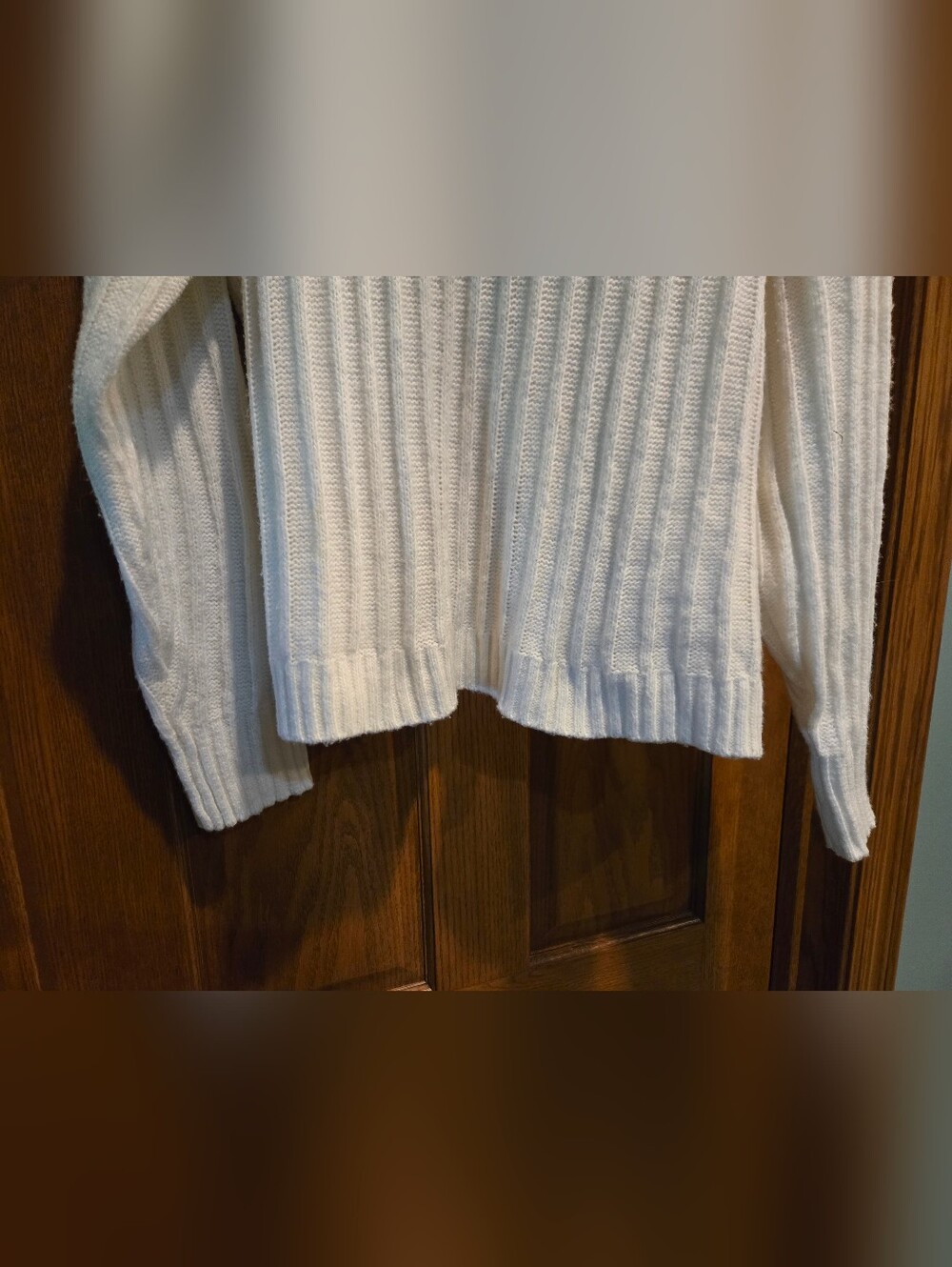 Time and Tru Cream Ribbed Cowl Neck Sweater - Picture 5 of 15